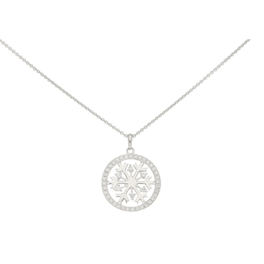Diamond Snowflake Pendant Necklace, 0.34ct