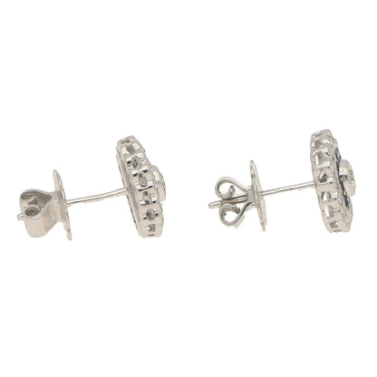 Sapphire and Diamond Target Cluster Earrings