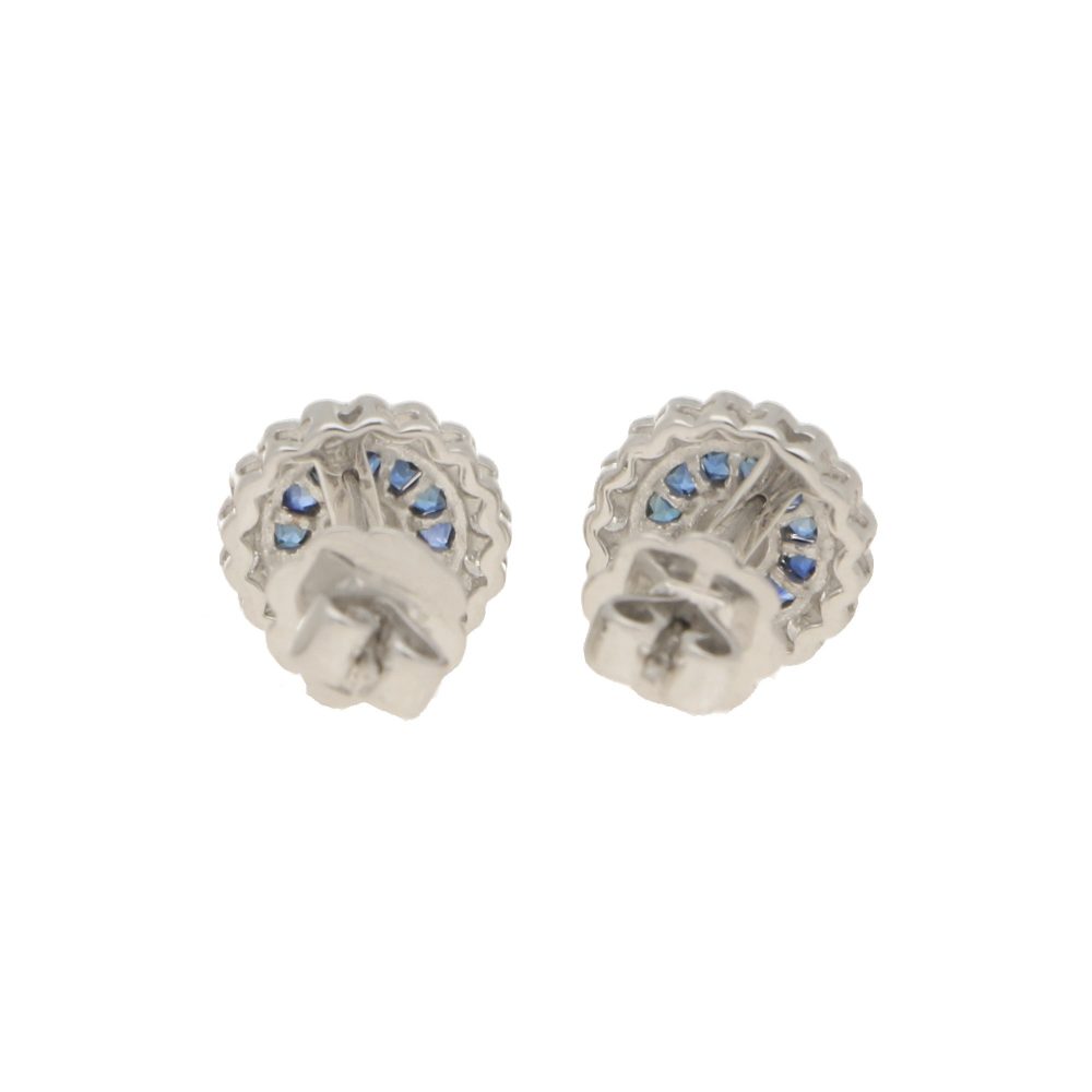Sapphire and Diamond Target Cluster Earrings