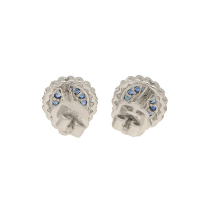 Sapphire and Diamond Target Cluster Earrings