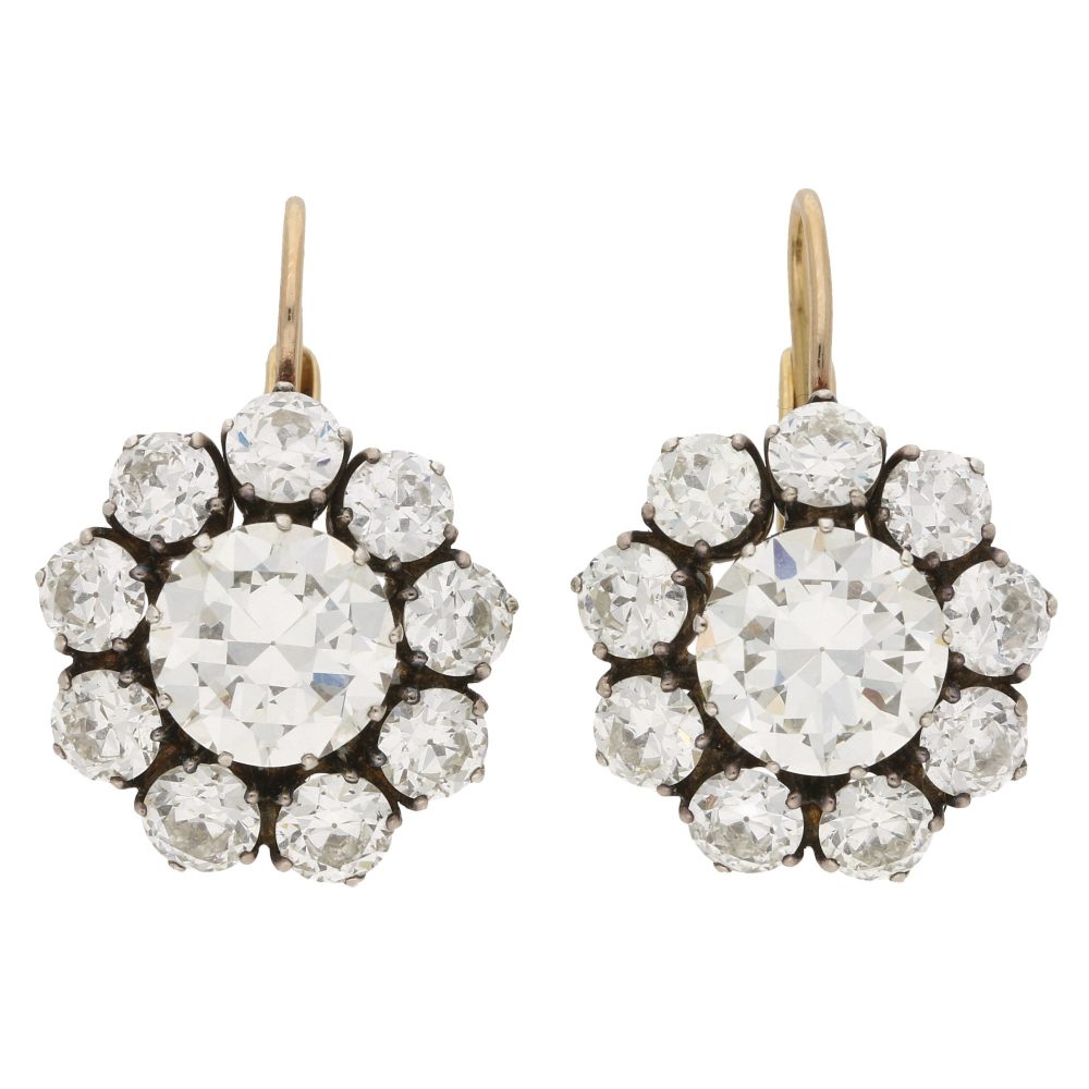 Victorian Inspired Convertible Cluster Drop Diamond Earrings