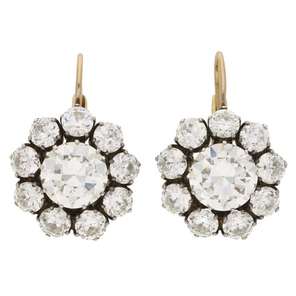 Victorian Inspired Convertible Cluster Drop Diamond Earrings