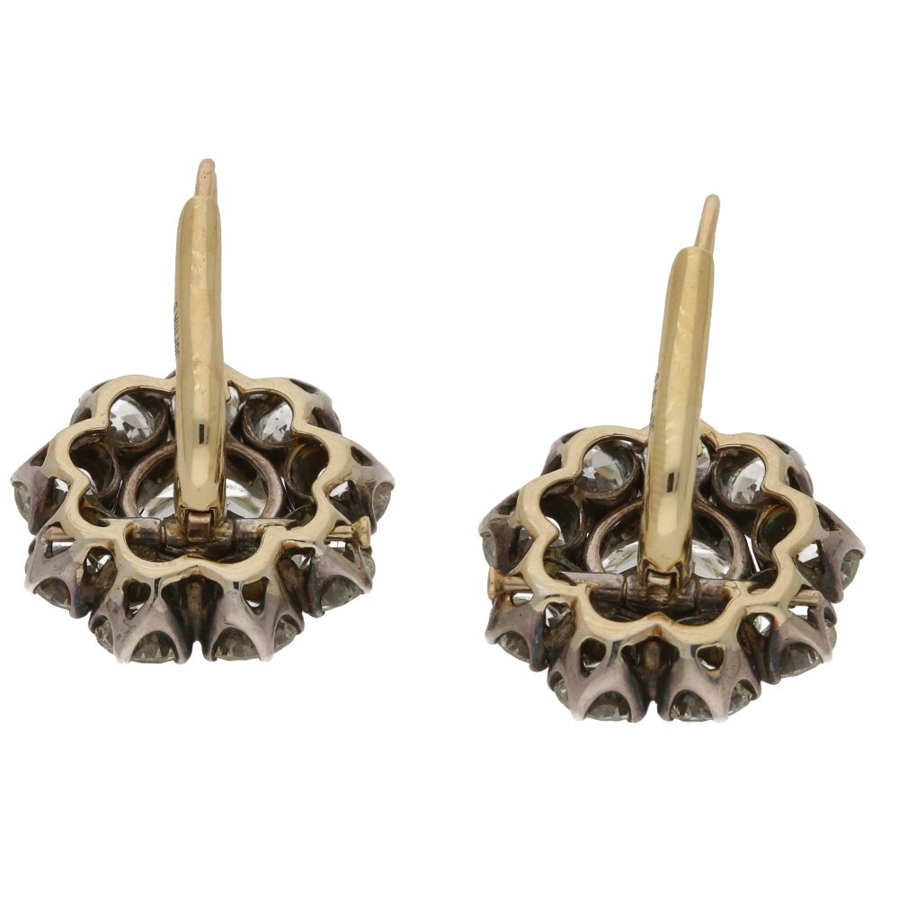 Victorian Inspired Convertible Cluster Drop Diamond Earrings