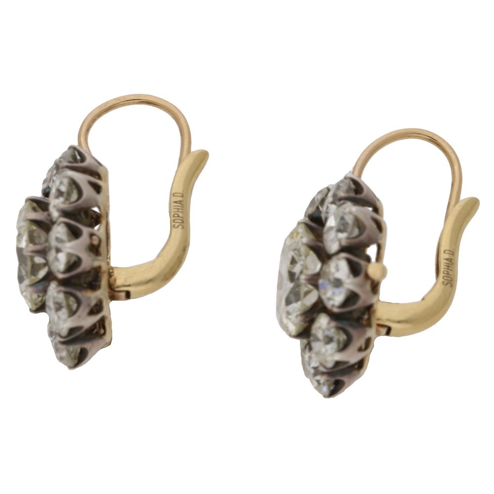 Victorian Inspired Convertible Cluster Drop Diamond Earrings