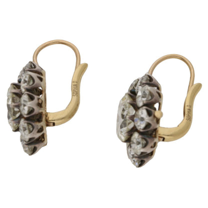 Victorian Inspired Convertible Cluster Drop Diamond Earrings