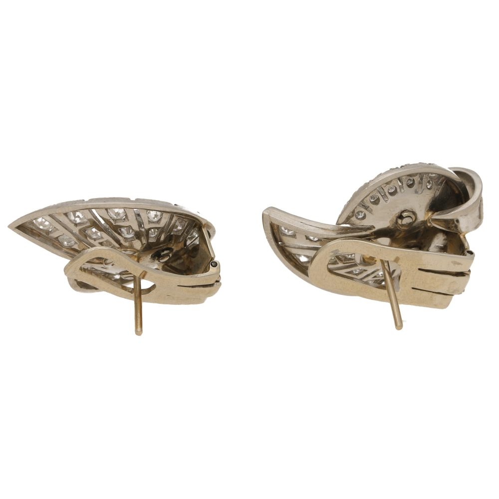 Vintage Art Deco Style Diamond Cluster Spray Earrings 1.30 carats, Circa 1950-1960