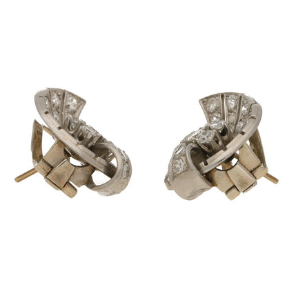 Vintage Art Deco Style 1.30ct Diamond Cluster Spray Earrings, Circa 1950-1960