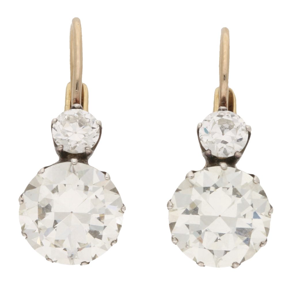 Victorian Inspired Convertible Cluster Drop Diamond Earrings