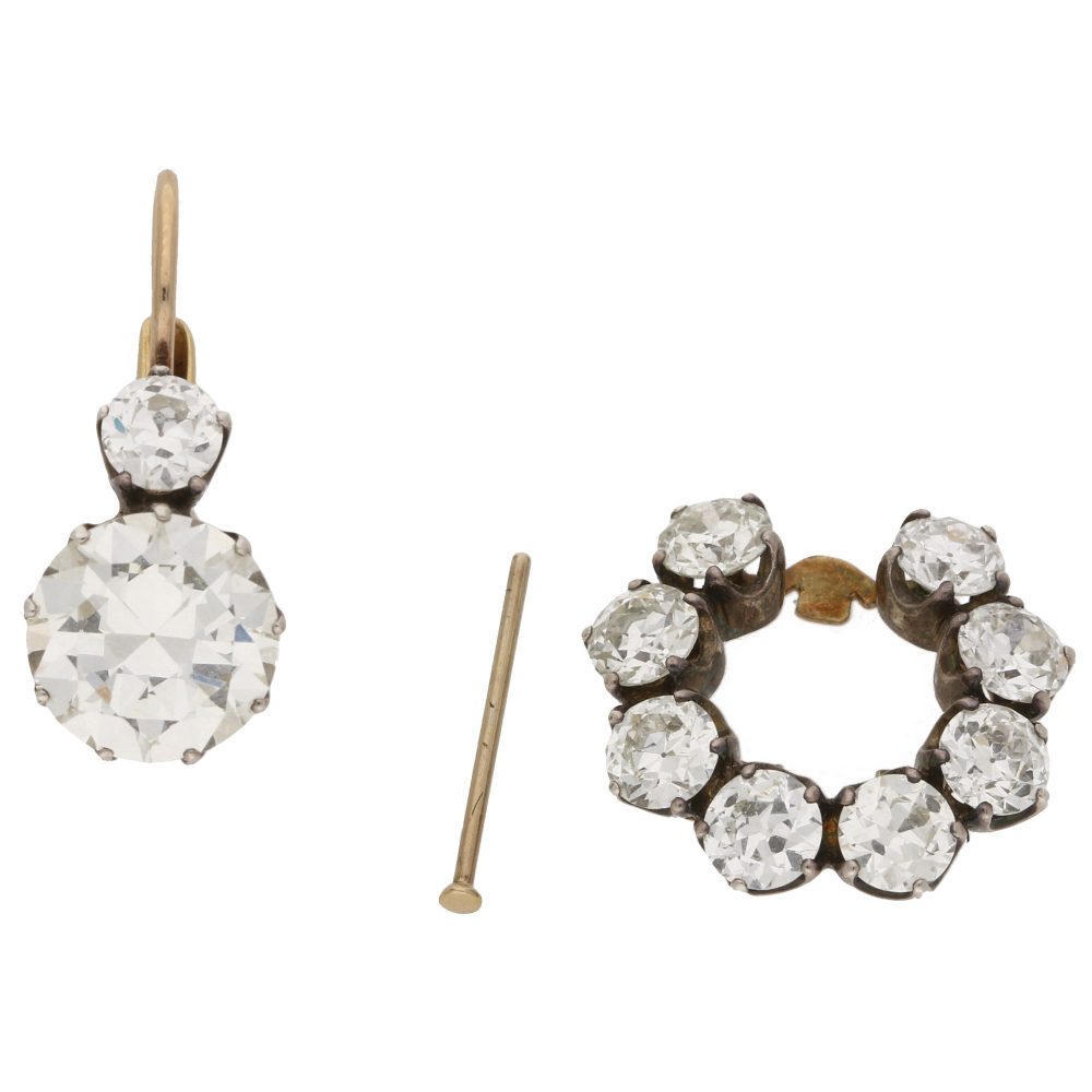 Victorian Inspired Convertible Cluster Drop Diamond Earrings