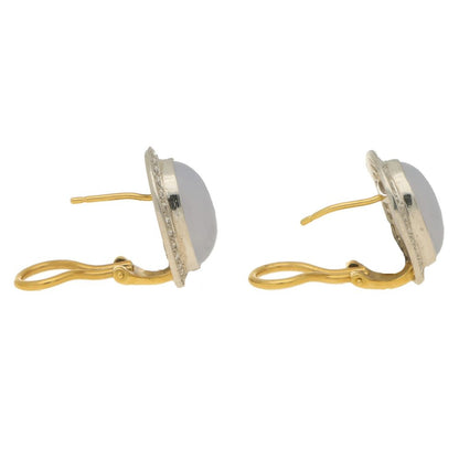 3ct Chalcedony and Diamond Halo Cluster Earrings