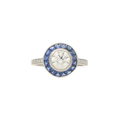 Sapphire and Diamond Target Ring