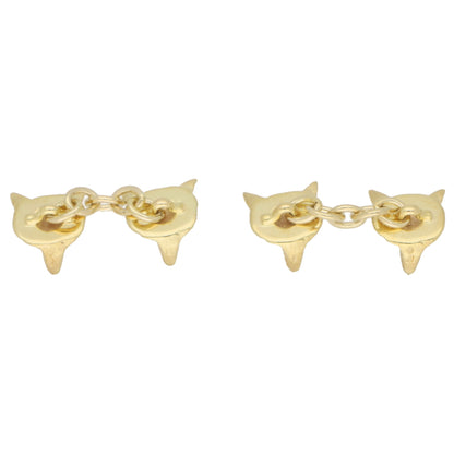 9 Carat Yellow Gold Fox Head Cufflinks with Ruby Eyes