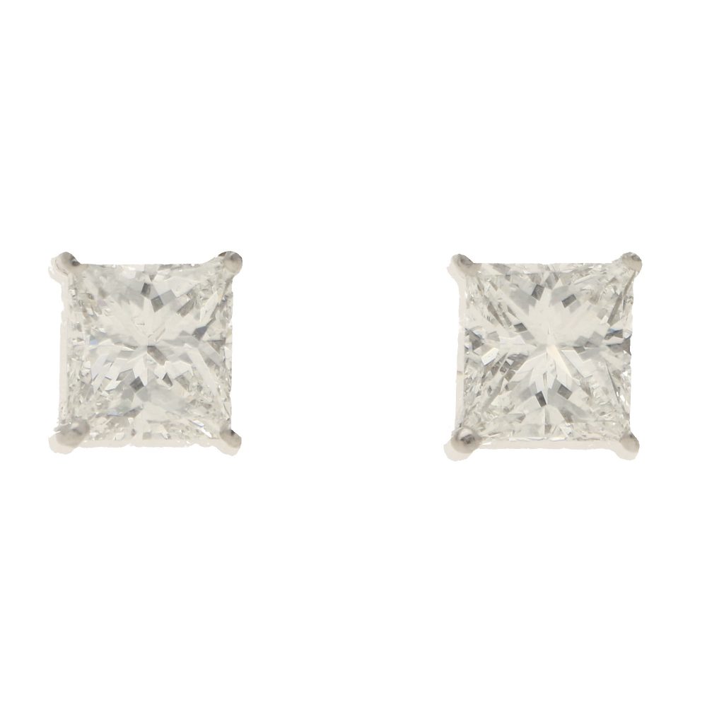 Convertible 4.04ct Princess-Cut Diamond Stud Earrings in Gold