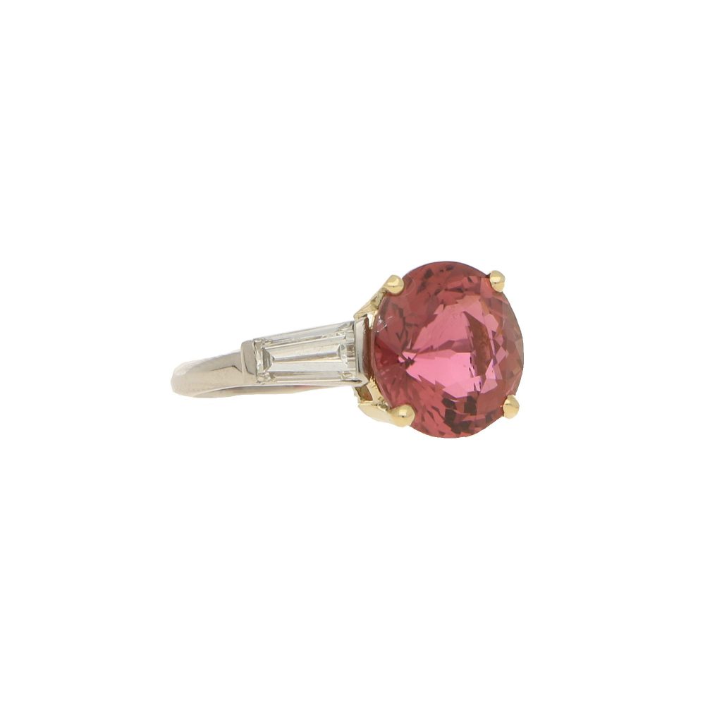 Pink Tourmaline and Diamond Engagement Ring