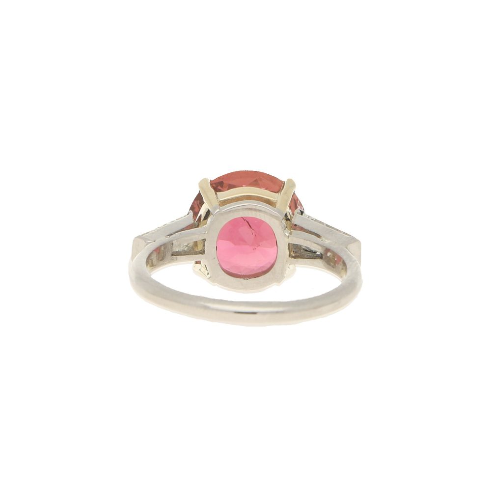 Pink Tourmaline and Diamond Engagement Ring