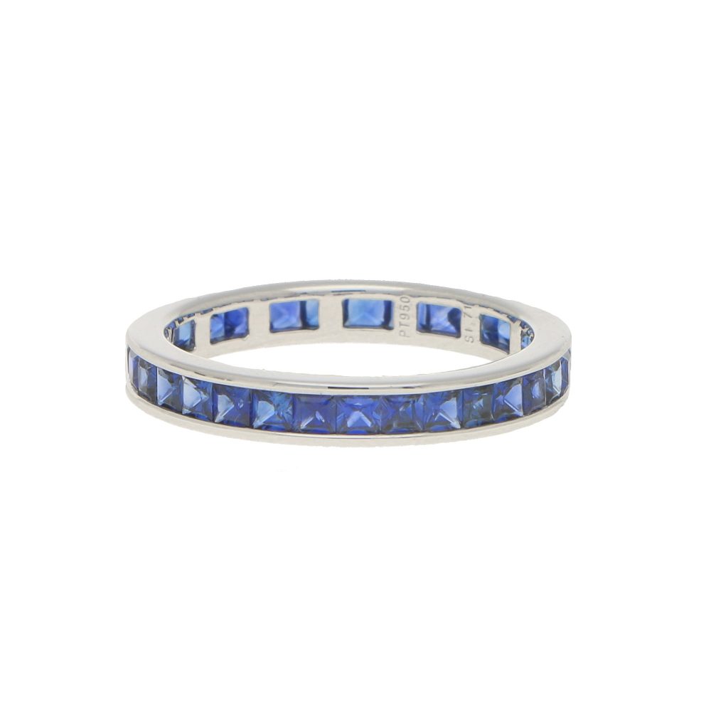1.71ct Princess Cut Sapphire Full Eternity Band Ring in Platinum