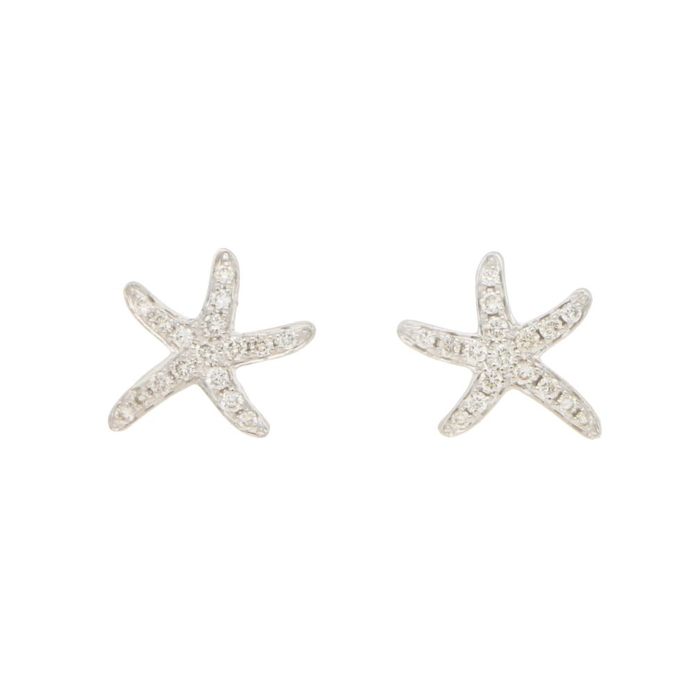 Modern diamond set starfish earrings set in white gold.