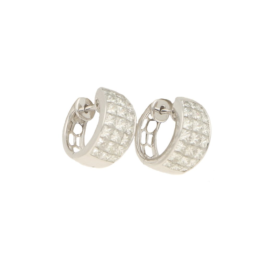 2.58ct Princess Cut Diamond Hoop Earrings in 18ct White Gold