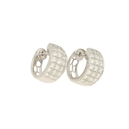 2.58ct Princess Cut Diamond Hoop Earrings in 18ct White Gold