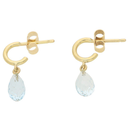3.24ct Pear Briolette Aquamarine Drop Earrings