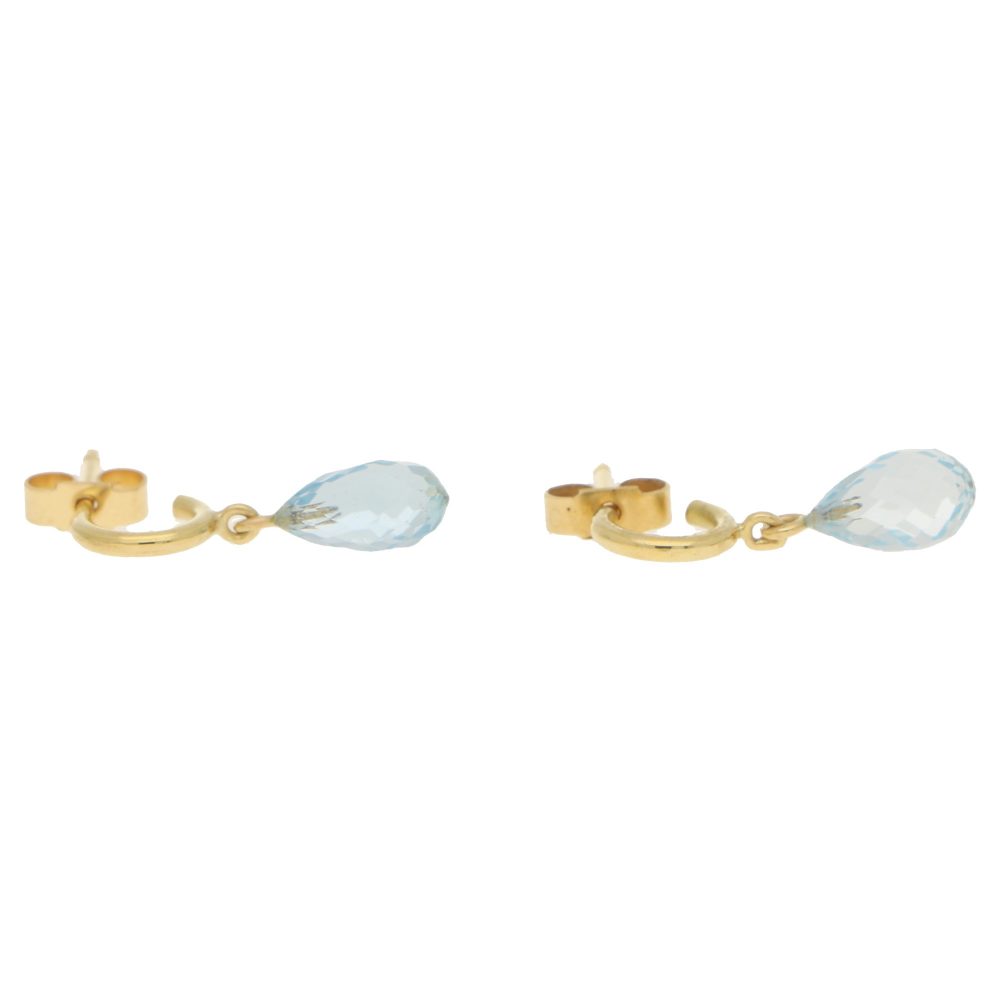 3.24ct Pear Briolette Aquamarine Drop Earrings