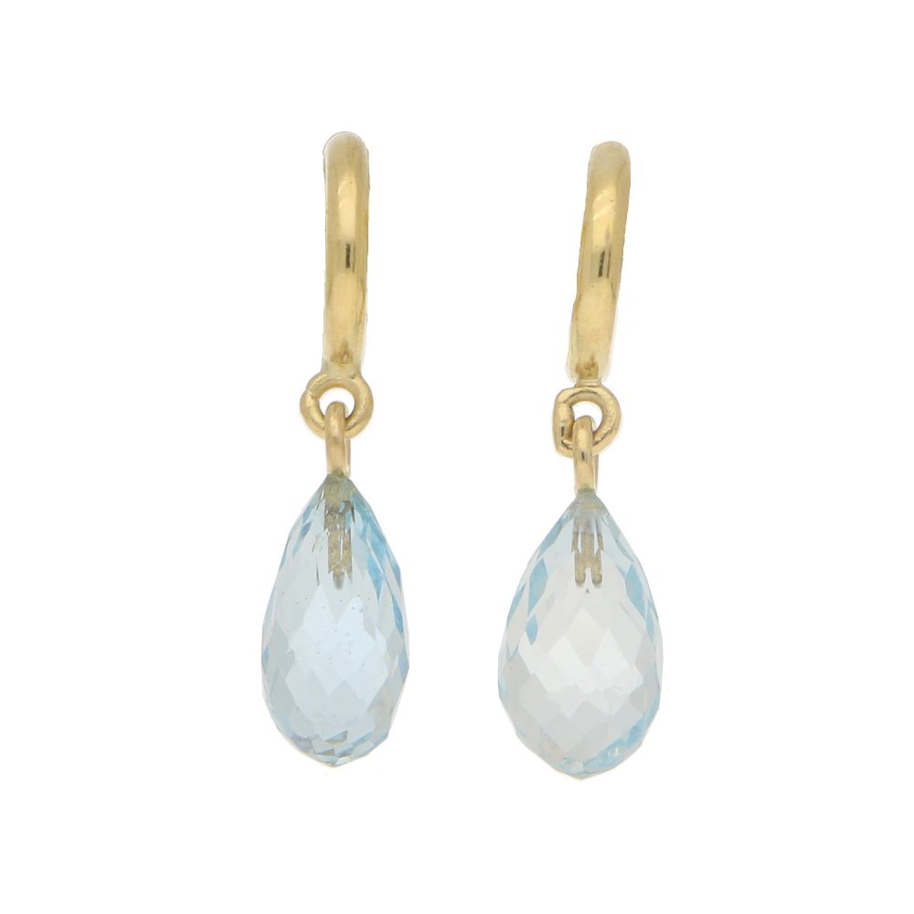 3.24ct Pear Briolette Aquamarine Drop Earrings