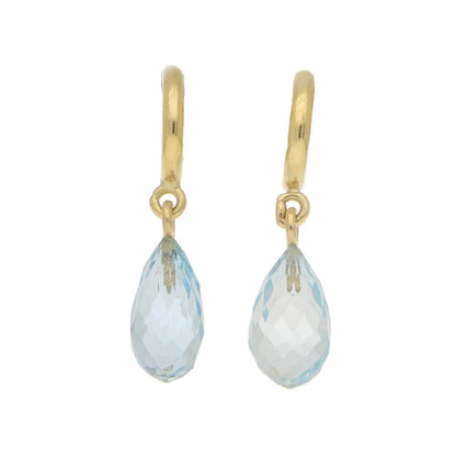 3.24ct Pear Briolette Aquamarine Drop Earrings