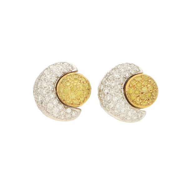 Fancy Yellow Diamond Sun and Moon Earrings