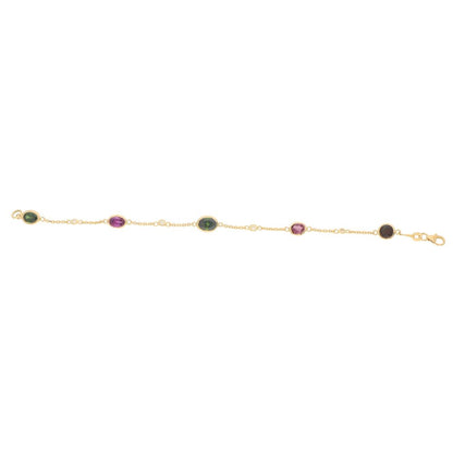 Pink and Green Tourmaline Garnet and Diamond Spectacle Set Bracelet