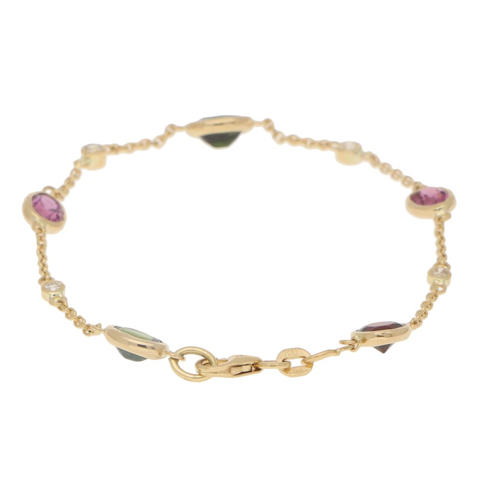 Tourmaline Garnet and Diamond Spectacle Set Bracelet