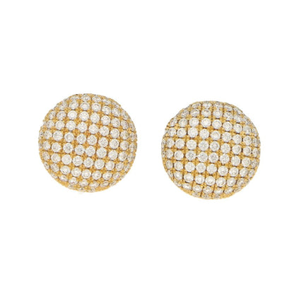 1.15ct Diamond Button Lattice Domed Cluster Earrings in 18ct Yellow Gold