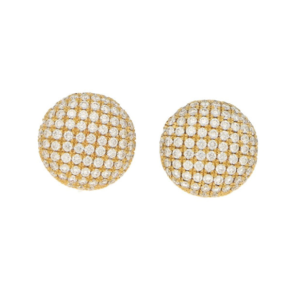 1.15ct Diamond Button Lattice Domed Cluster Earrings in 18ct Yellow Gold