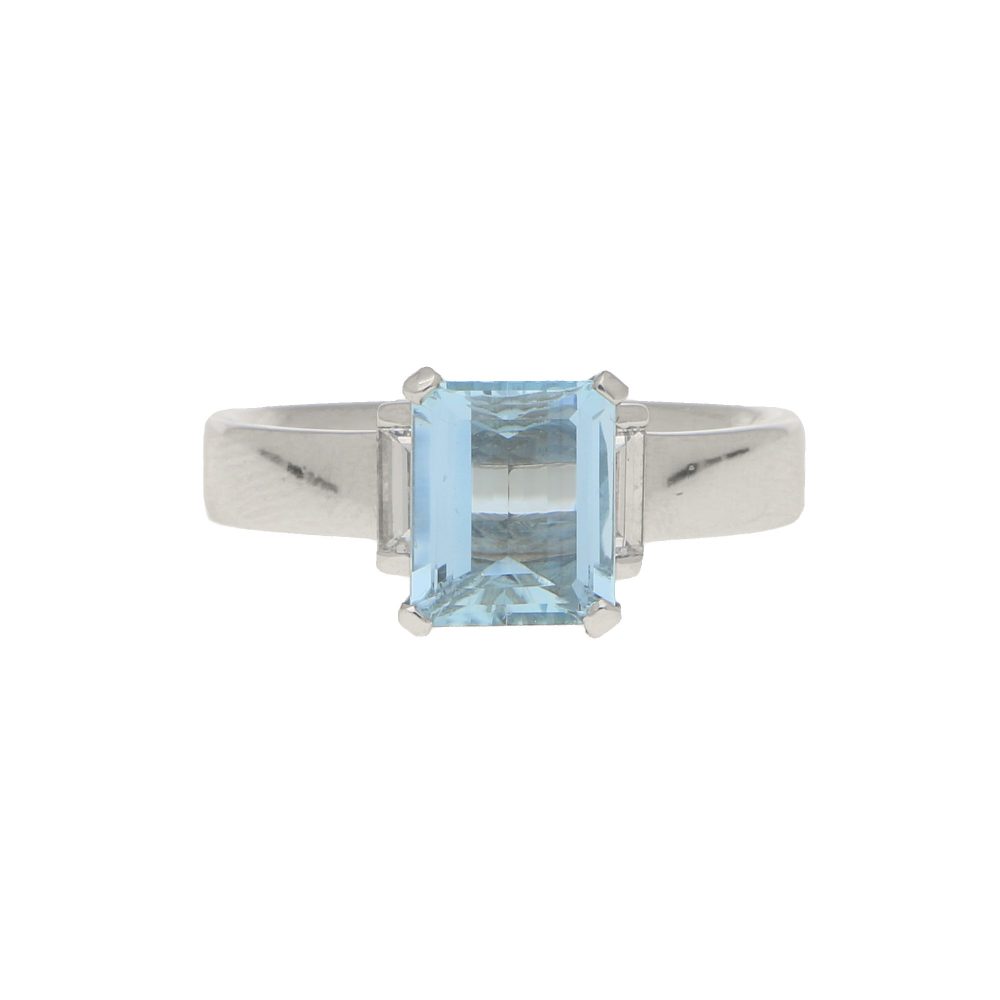 1.54ct Aquamarine and Diamond Ring in Platinum