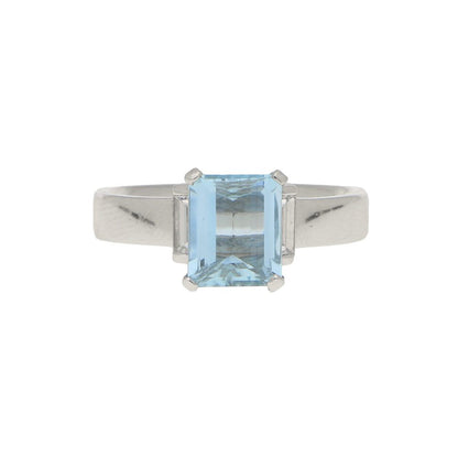 1.54ct Aquamarine and Diamond Ring in Platinum
