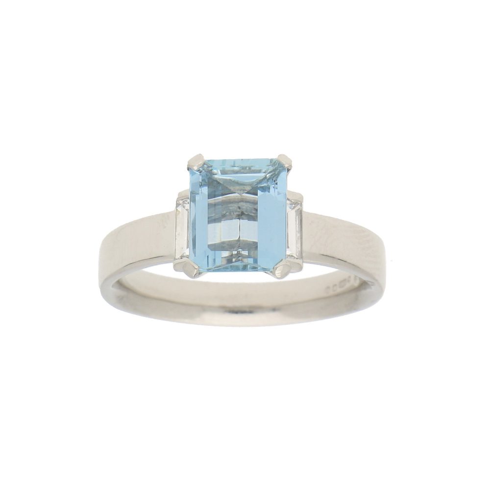 1.54ct Aquamarine and Diamond Ring in Platinum
