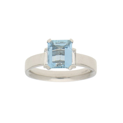 1.54ct Aquamarine and Diamond Ring in Platinum