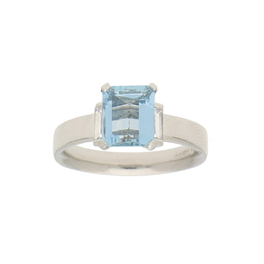 1.54ct Aquamarine and Diamond Ring in Platinum