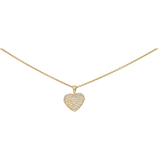 A diamond heart pendant in gold.