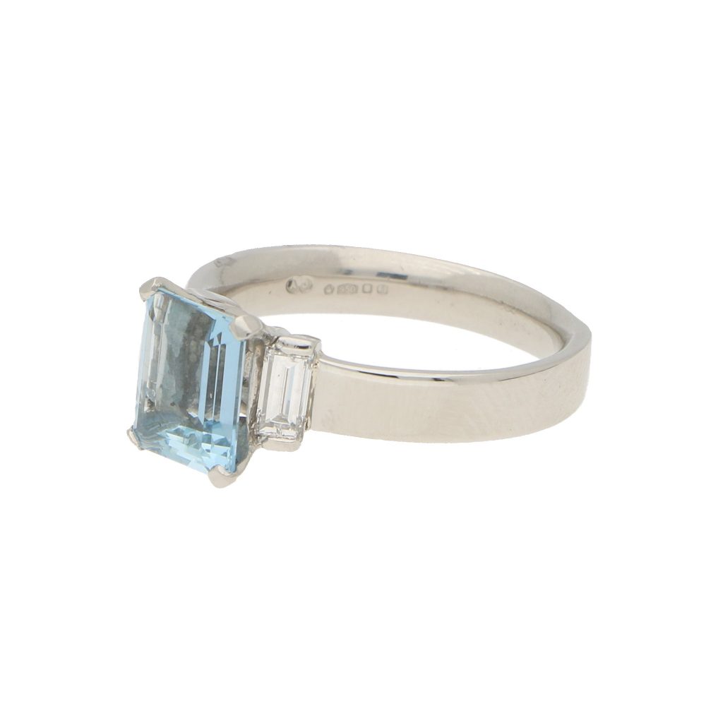 1.54ct Aquamarine and Diamond Ring in Platinum