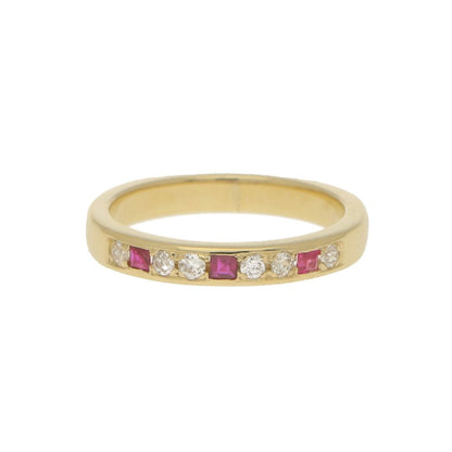 Ruby and Diamond Half Eternity Ring in 18ct Yellow Gold