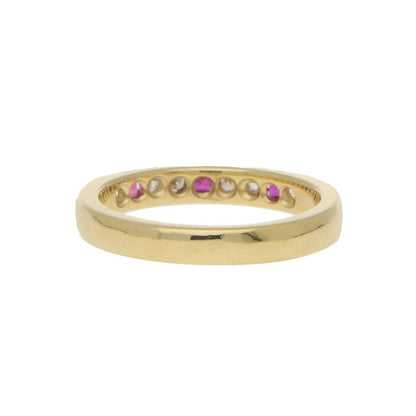 Ruby and Diamond Half Eternity Ring in 18ct Yellow Gold