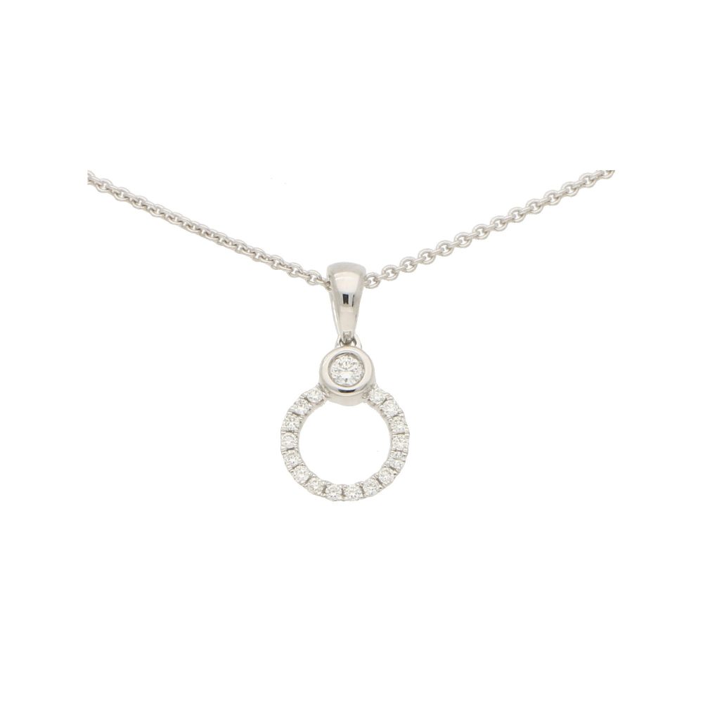 Diamond Circle Promise Ring Pendant Necklace