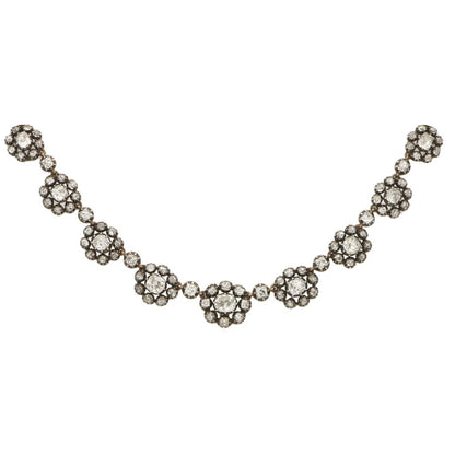 Antique Victorian Diamond Cluster Necklace