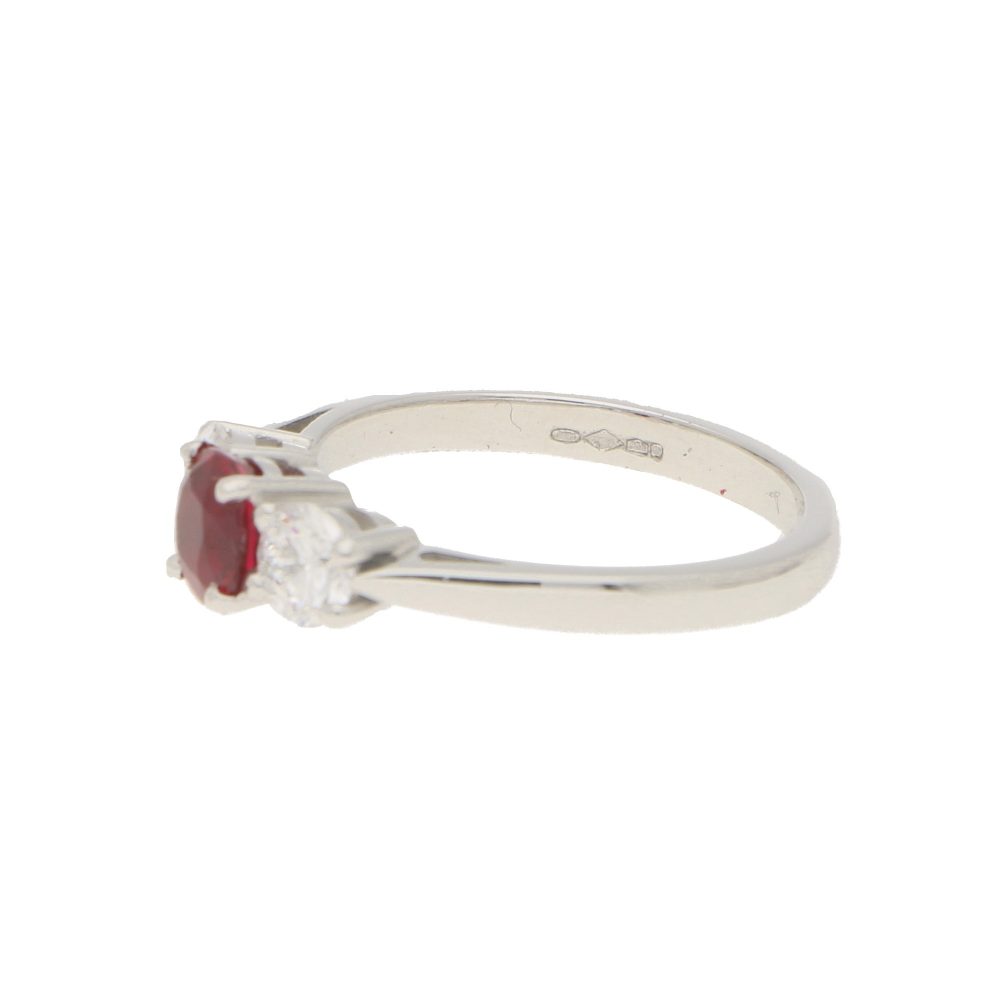 0.98ct Ruby and Diamond Trilogy Engagement Ring