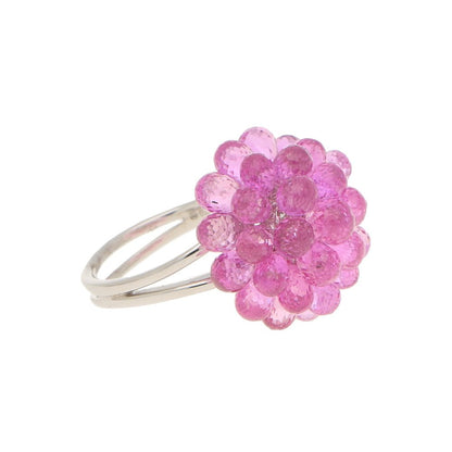 Hydrangea 21.23ct Briolette Pink Sapphire Cluster Cocktail Ring