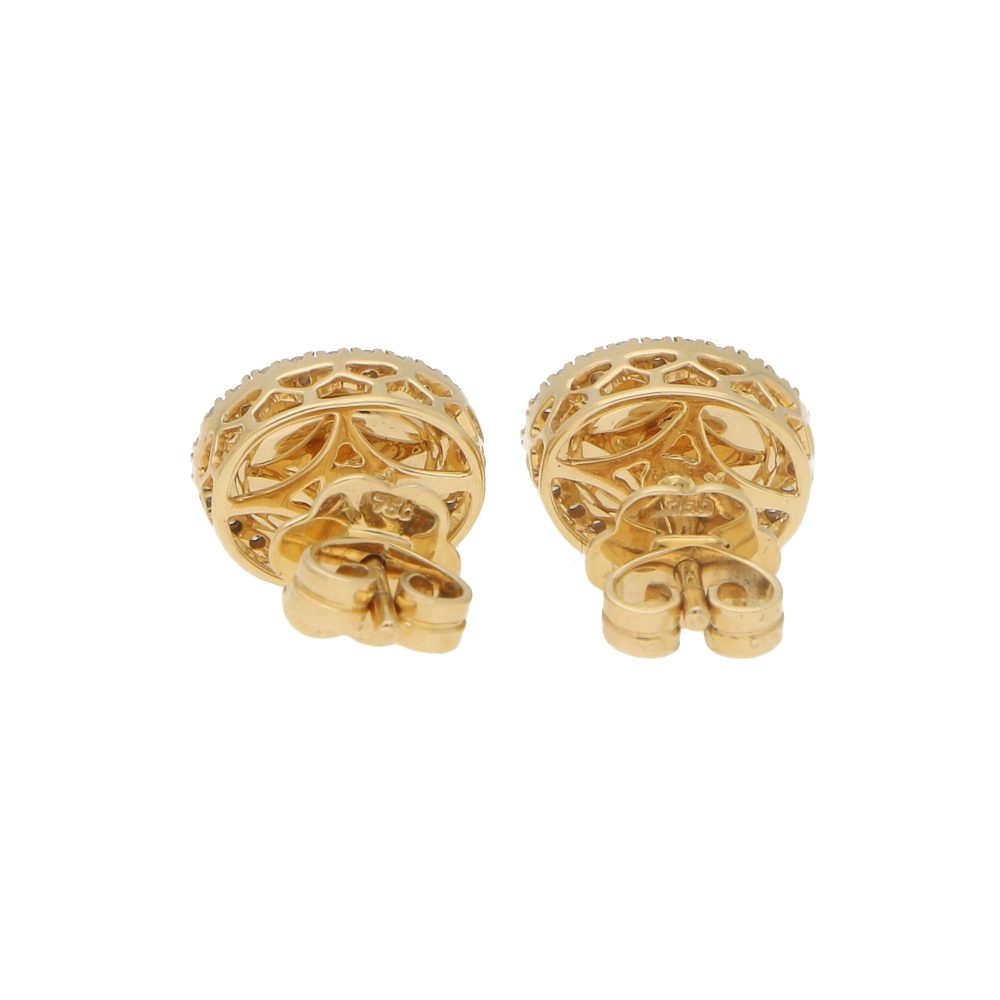 Opal And Diamond Cluster Halo Stud Earrings In 18 Carat Yellow Gold