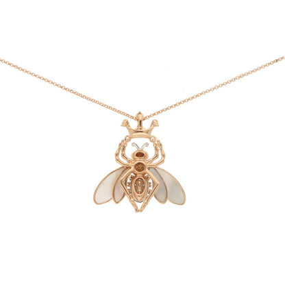 White and Black Diamond Set 18ct Rose Gold Bee Pendant