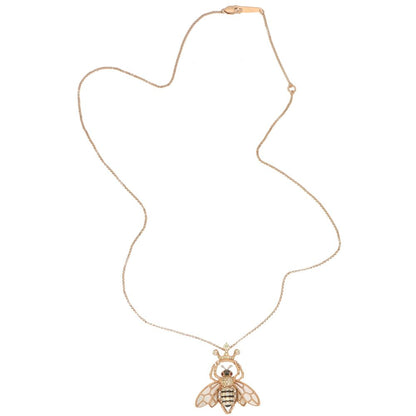 White and Black Diamond Set 18ct Rose Gold Bee Pendant