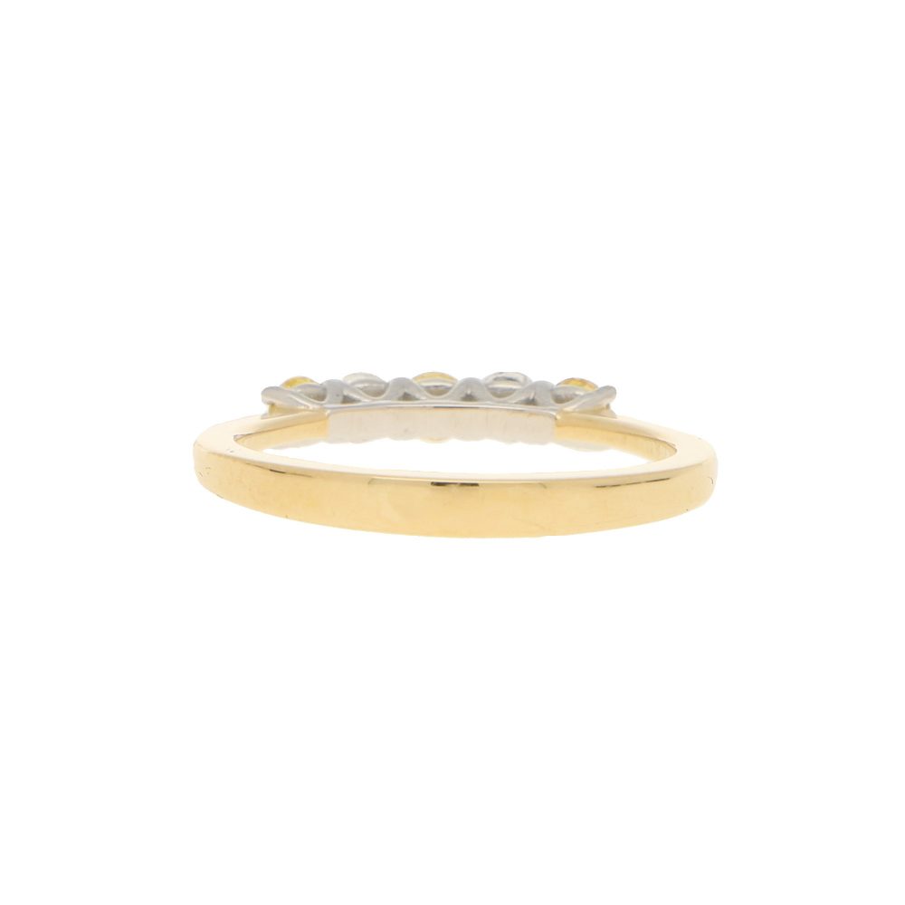 Natural Yellow and White Diamond Half Eternity Five Stone Ring