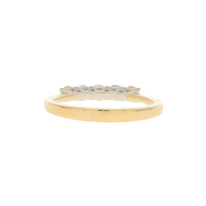 Natural Yellow and White Diamond Half Eternity Five Stone Ring